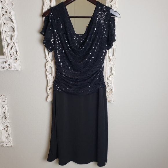 NWOT Enfocus Party Cocktail BLack Dress 6P - Picture 1 of 10